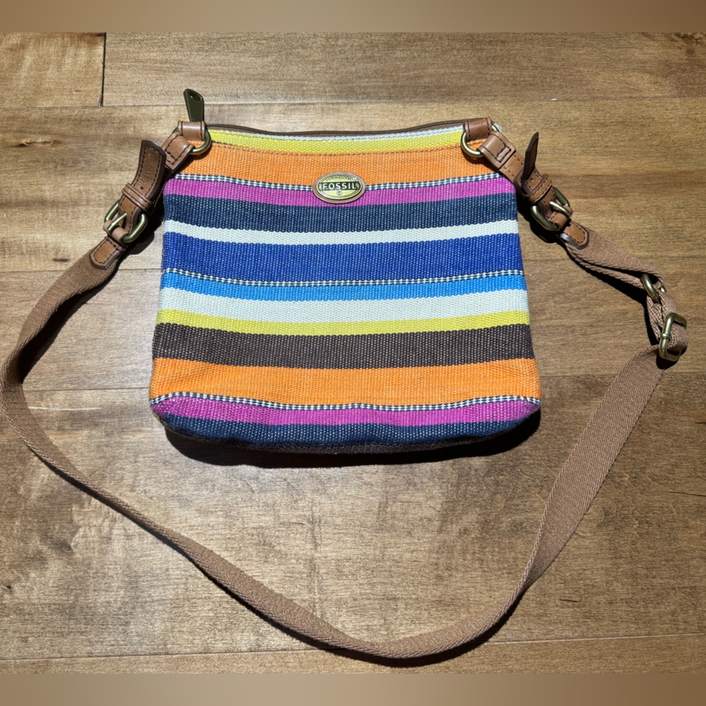 Fossil Explorer Striped Multicolored Crossbody Bag - image 2